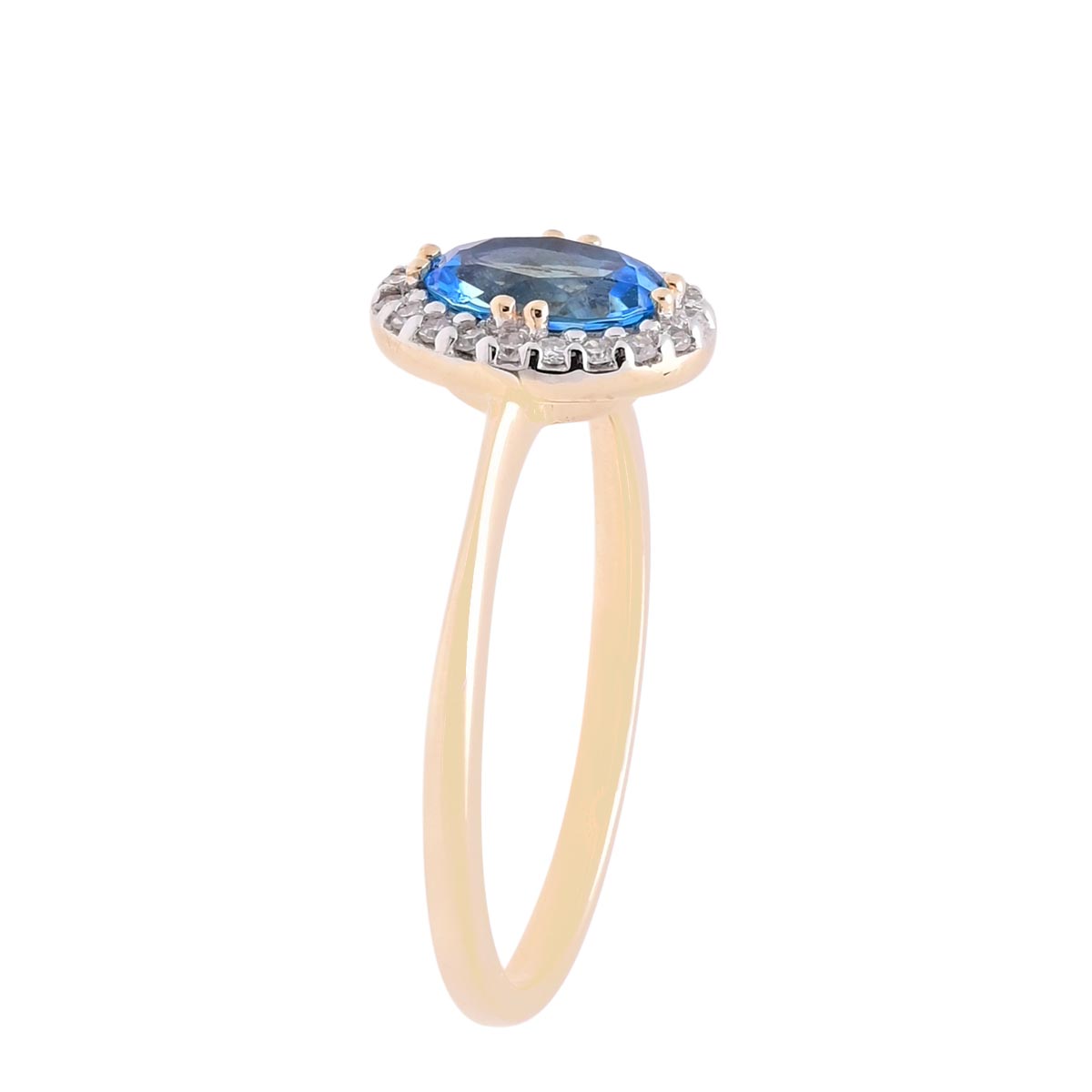 Oval Blue Topaz Ring in 14kt Yellow Gold with Diamonds (1/10ct tw)