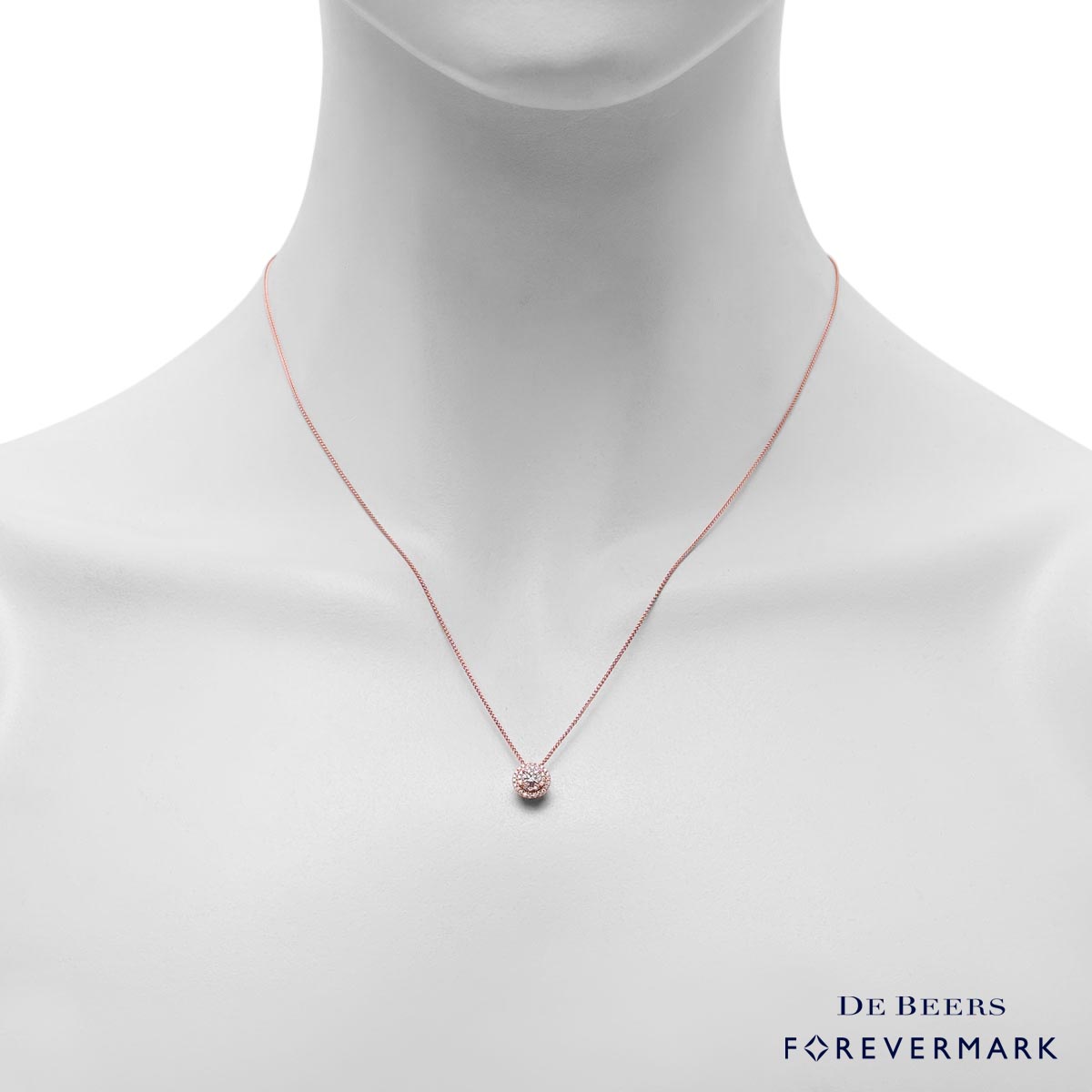 De Beers Forevermark Center of My Universe Diamond Halo Necklace in 18kt Rose Gold (1/4ct tw)