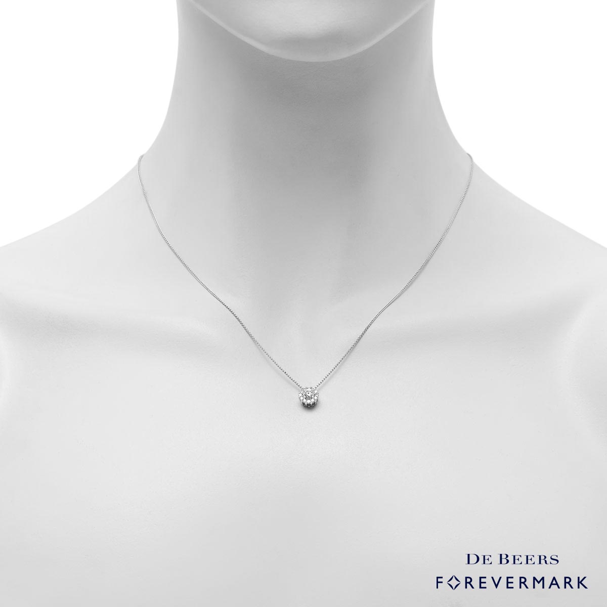 De Beers Forevermark Center of My Universe Diamond Halo  Necklace in 18kt White Gold (3/8ct tw)