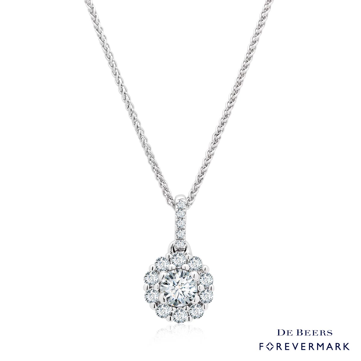 Forevermark Center of My Universe Diamond Halo  Necklace in 18kt White Gold (1/4ct tw)