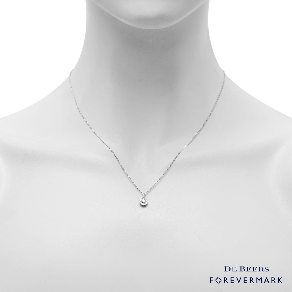 Forevermark Center of My Universe Diamond Halo  Necklace in 18kt White Gold (1/4ct tw)