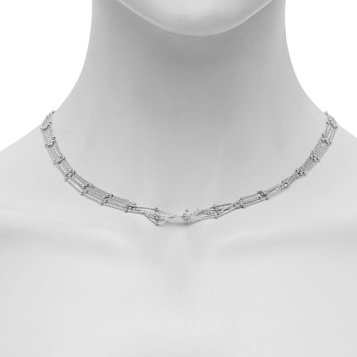Five Strand Station Necklace in Sterling Silver