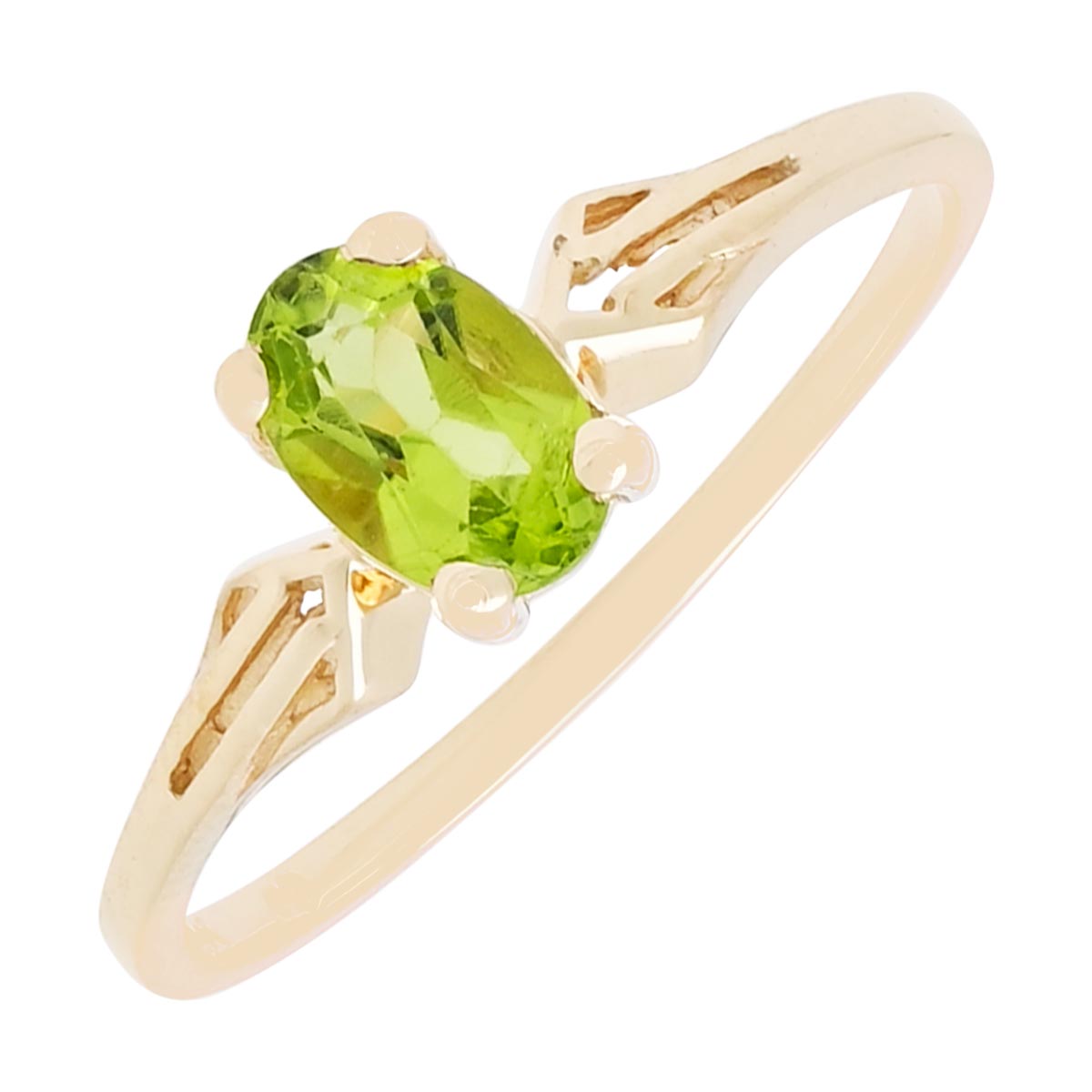 Oval Peridot Ring in 14kt Yellow Gold