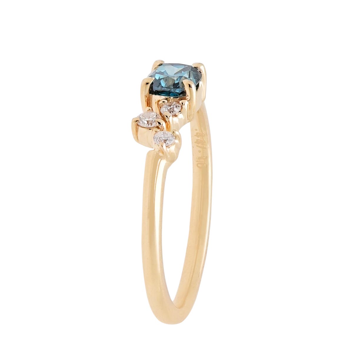 Cushion Cut Blue and White Diamond Ring in 14kt Yellow Gold (1/2ct tw)