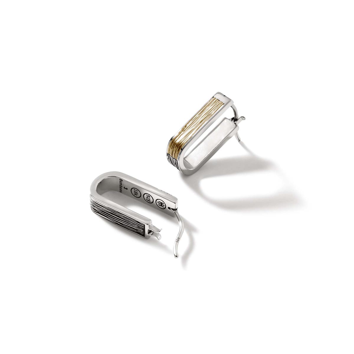 John Hardy Bamboo Collection Stud Earrings in Sterling Silver and 18kt Yellow Gold