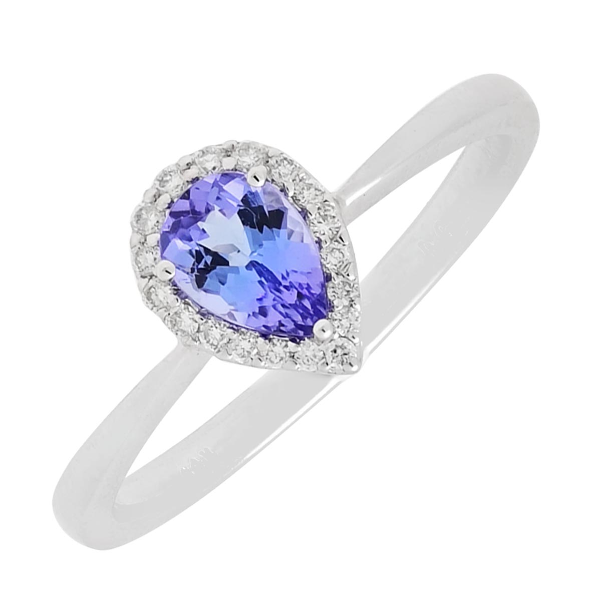 Pear Shape Tanzanite Ring in 14kt White Gold with Diamonds (1/10ct tw)