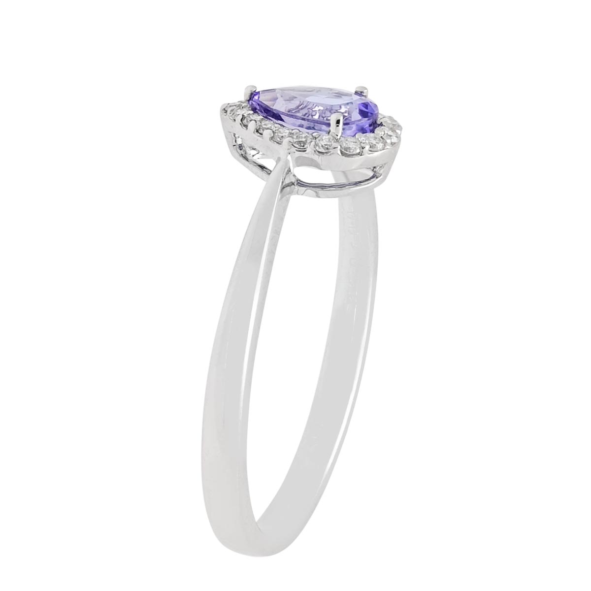 Pear Shape Tanzanite Ring in 14kt White Gold with Diamonds (1/10ct tw)