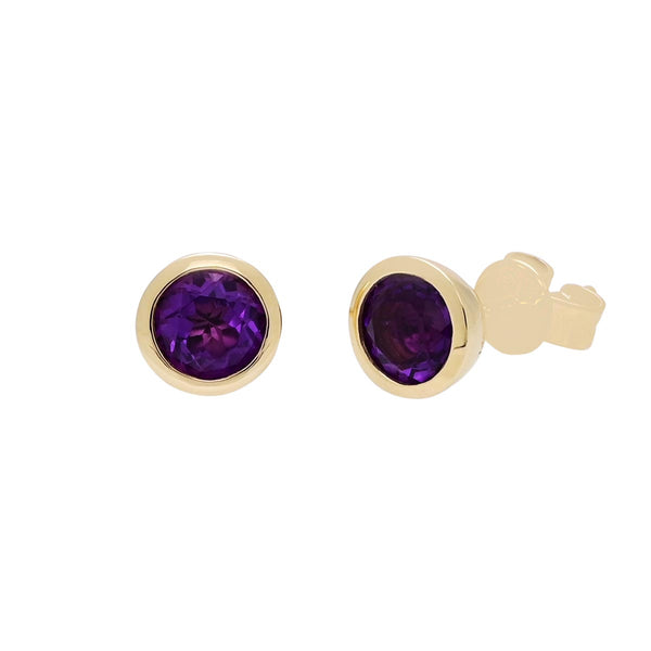 Gold Amethyst Earrings, Natural Amethyst, outlet Swirl Studs, Gold Plated Studs, February Birthstone, Purple Earrings, Spiral Earrings, Vermeil