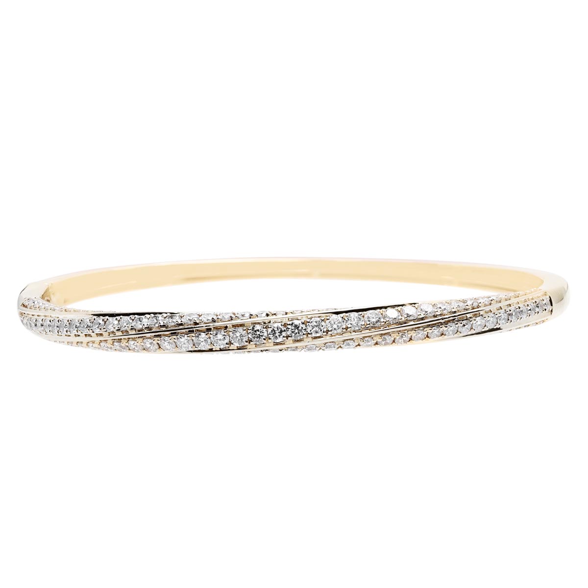 Diamond Twist Bangle Bracelet in 14kt Yellow Gold (2 1/2ct tw)