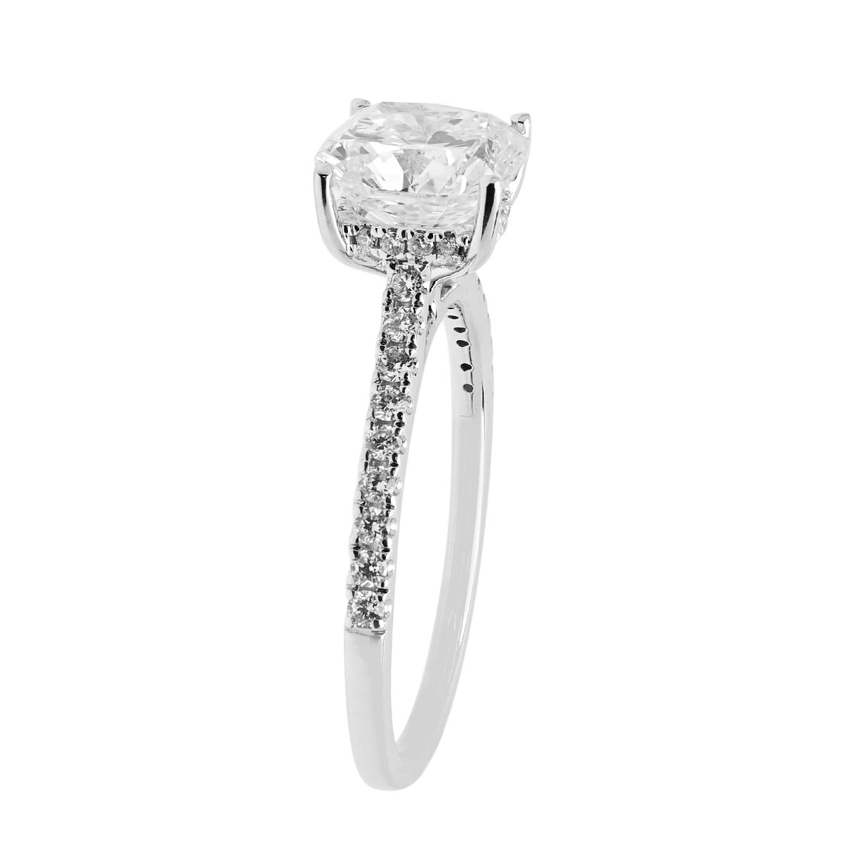 Lab Grown Cushion Diamond Bridal Set with Hidden Halo in 14kt White Gold (2ct tw)