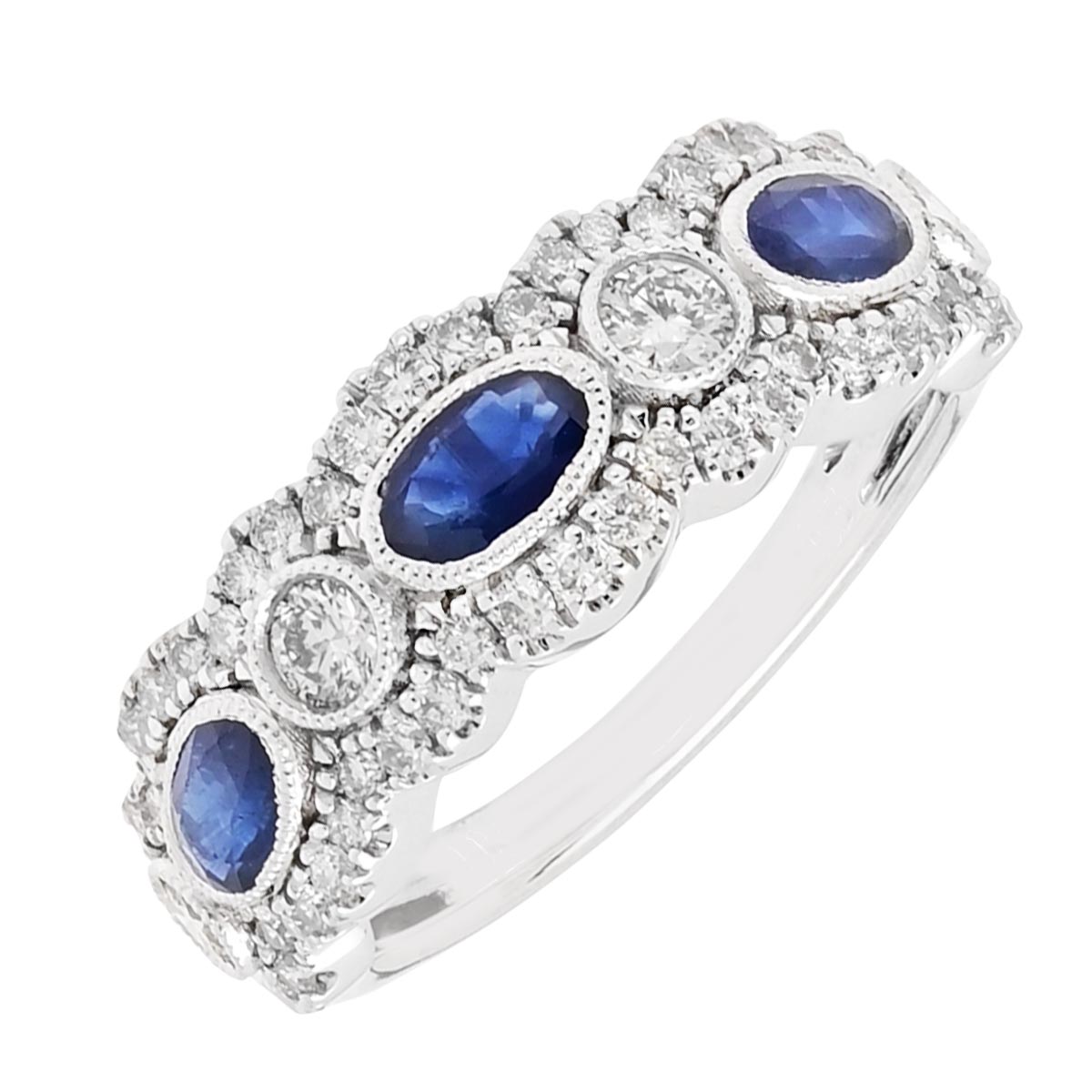 Oval Sapphire Ring in 14kt White Gold with Diamonds (5/8ct tw)