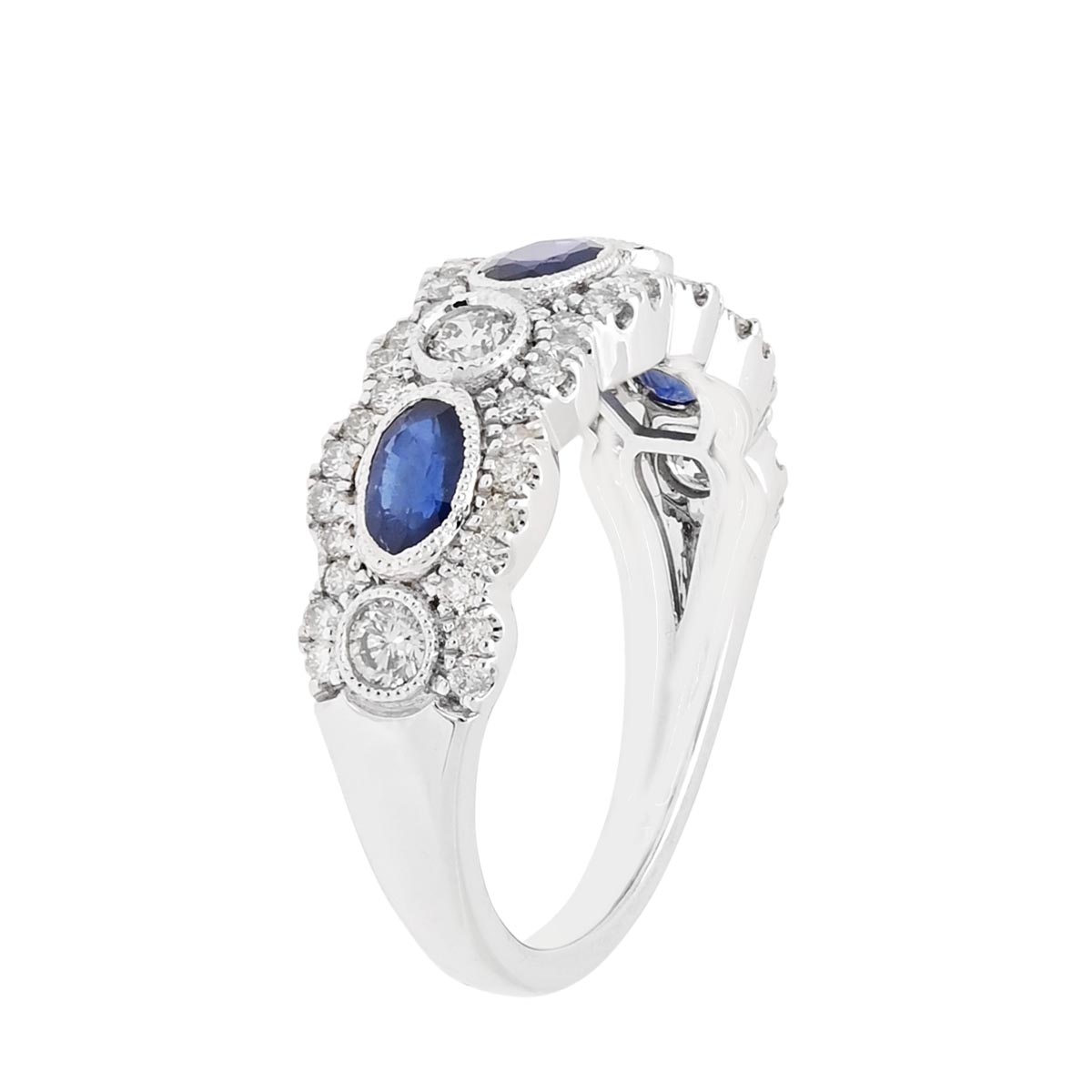 Oval Sapphire Ring in 14kt White Gold with Diamonds (5/8ct tw)