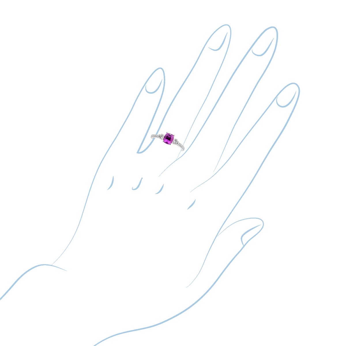 Cushion Cut Pink Sapphire Ring in 14kt White Gold with Diamonds (1/3ct tw)