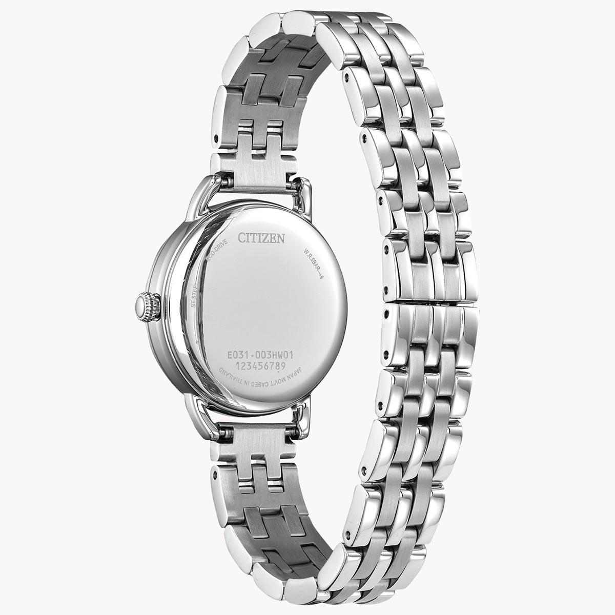 Citizen Coin Edge Womens Watch with White Dial and Stainless Steel Bracelet (eco drive movement)