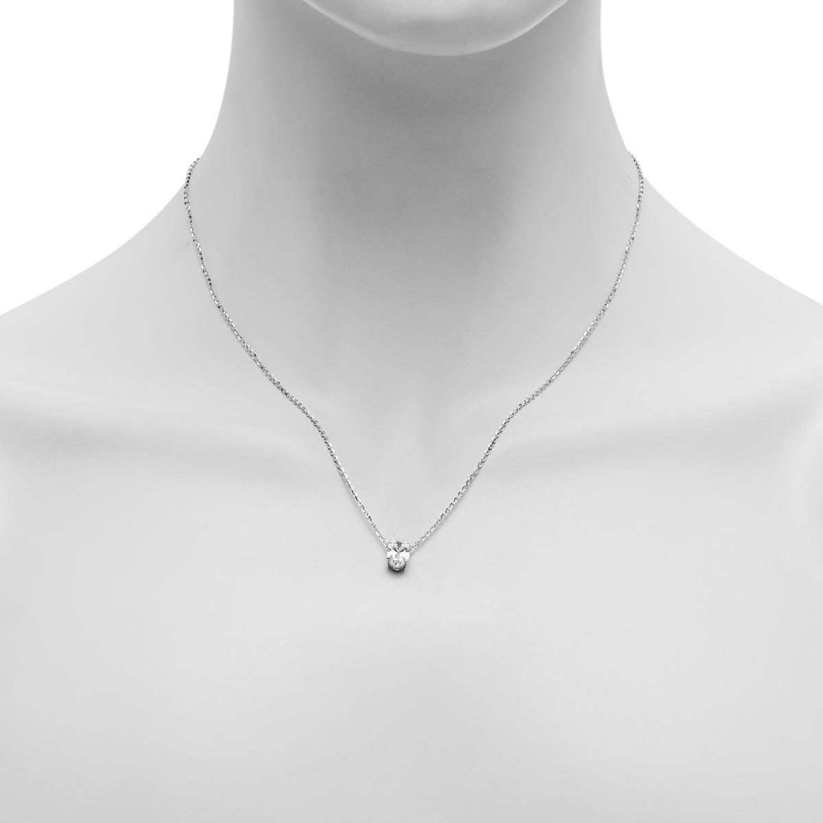 Lab Grown Oval Diamond Necklace in 14kt White Gold (1ct)