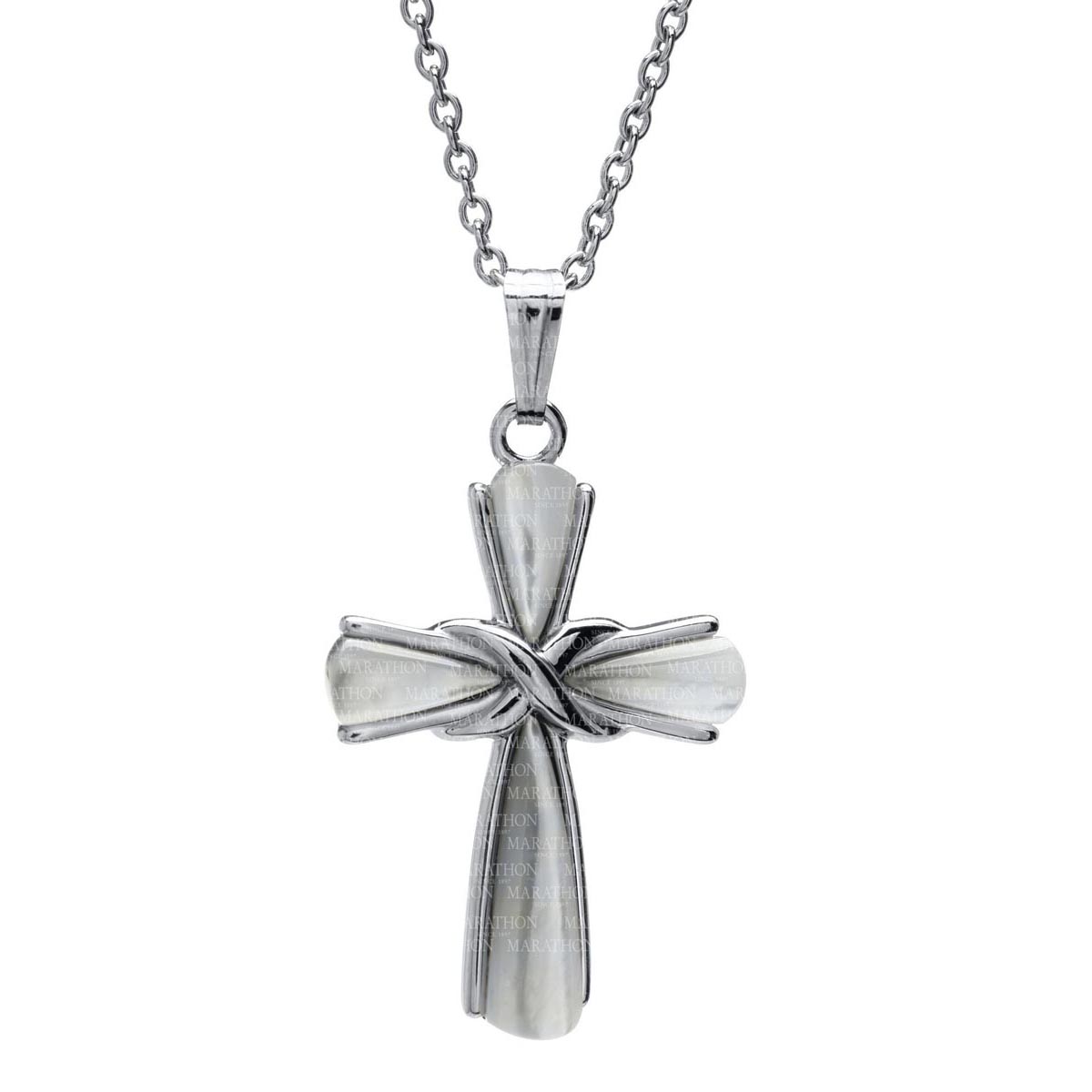 Mother of Pearl Cross Necklace in Sterling Silver