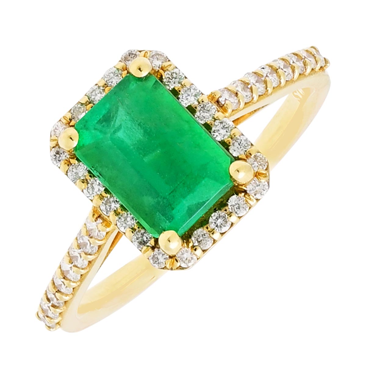 Emerald Cut Emerald Ring in 18kt Yellow Gold with Diamonds (1/3ct tw)