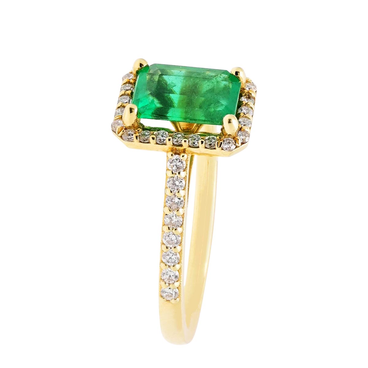 Emerald Cut Emerald Ring in 18kt Yellow Gold with Diamonds (1/3ct tw)