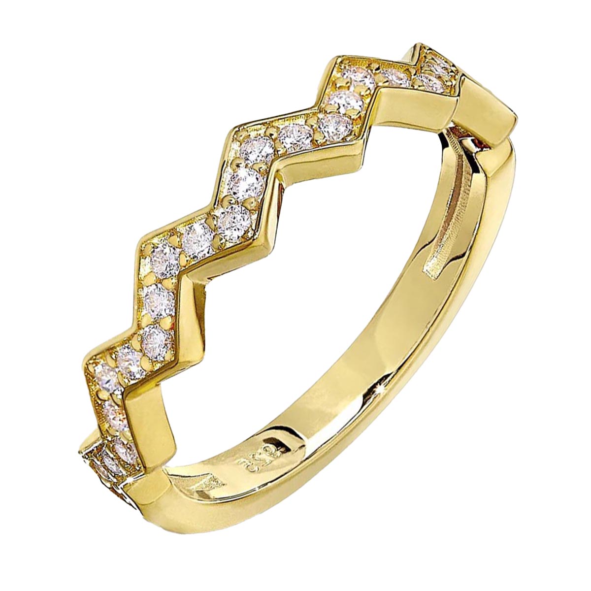 Cubic Zirconia Chevron Stackable Ring in Sterling Silver and Yellow Gold Plate