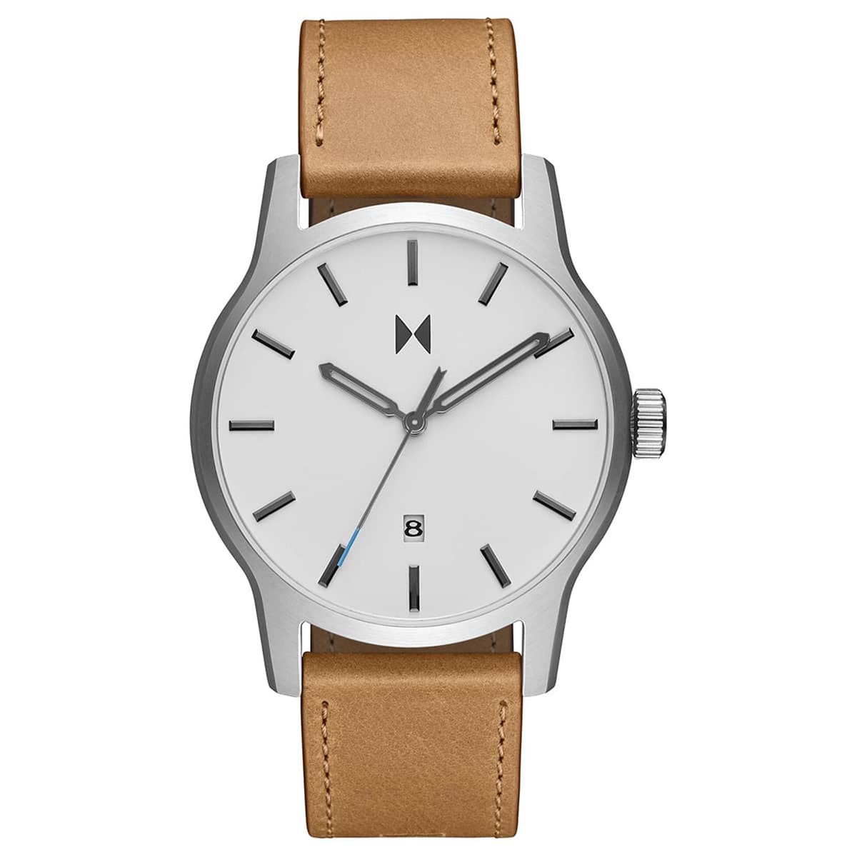 MVMT by Movado Classic II Mens Watch with White Dial and Tan Leather Strap (quartz movement)