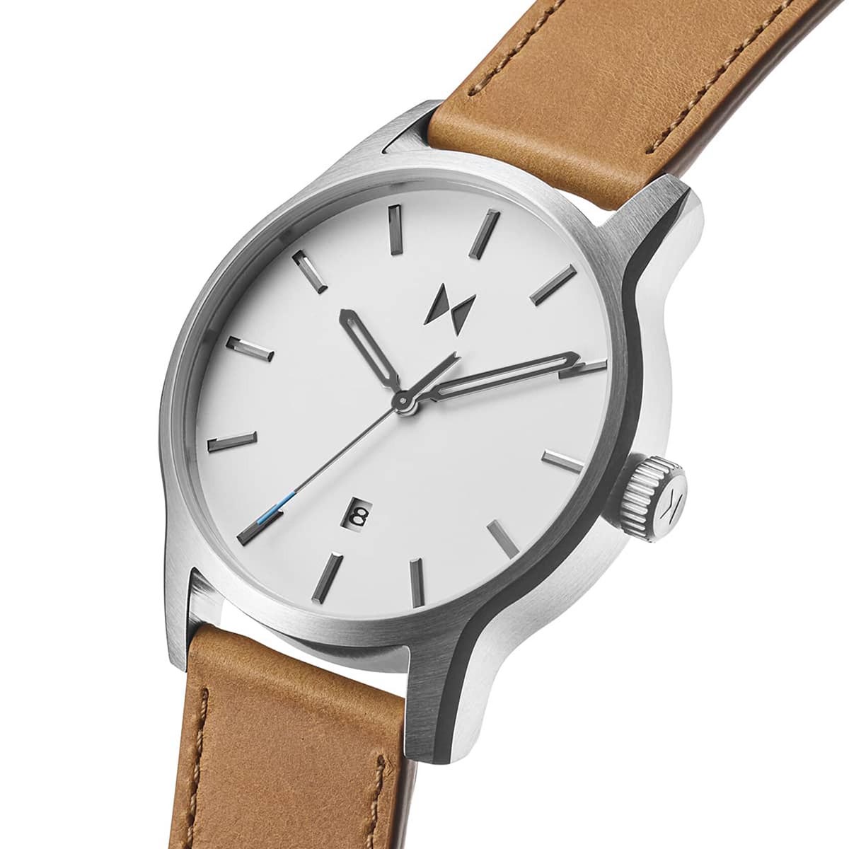 MVMT by Movado Classic II Mens Watch with White Dial and Tan Leather Strap (quartz movement)