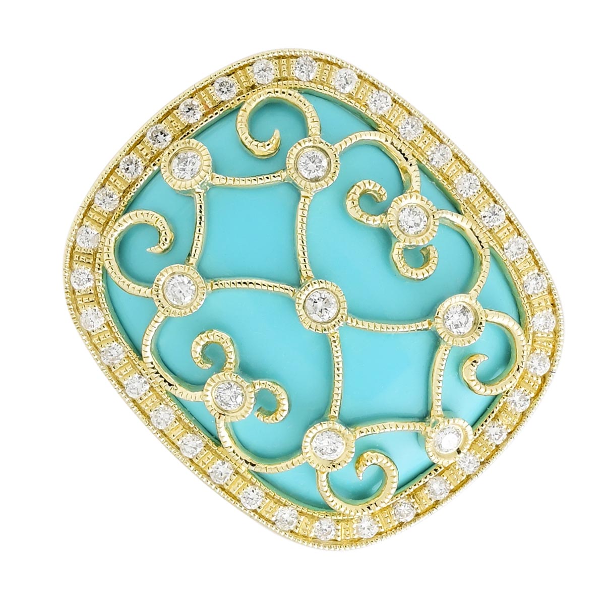 Dabakarov Turquoise Ring in 14kt Yellow Gold with Diamonds (3/4ct tw)