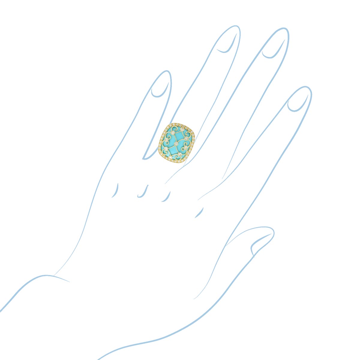 Dabakarov Turquoise Ring in 14kt Yellow Gold with Diamonds (3/4ct tw)