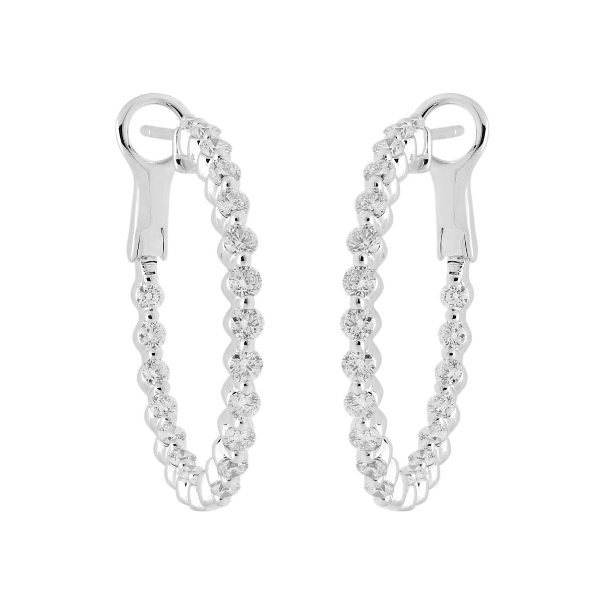 Diamond Single Prong Hoop Earrings in 14kt White Gold (1 1/2ct tw)