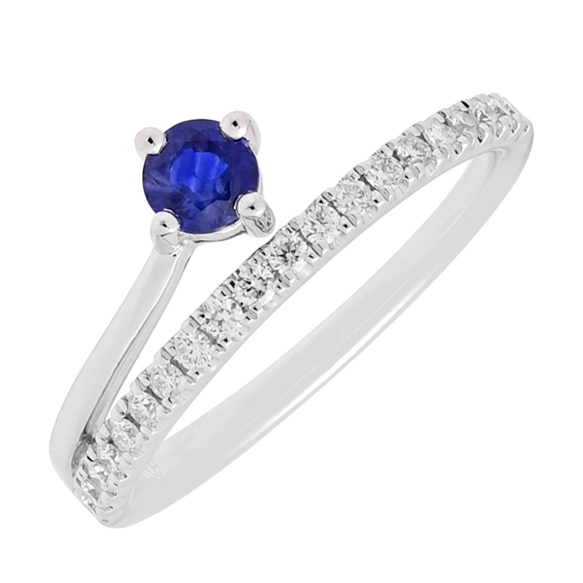 Sapphire Ring in 14kt White Gold with Diamonds (1/5ct tw)