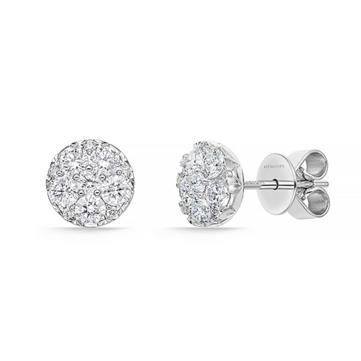 Memoire Harmony Diamond Stud Earrings in 18kt White Gold (7/8ct tw)