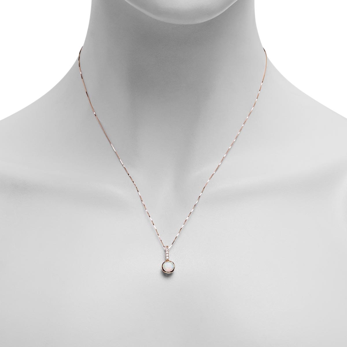 Parlé Australian Opal Bezel Necklace in 14kt Yellow Gold with Diamonds (1/20ct tw)