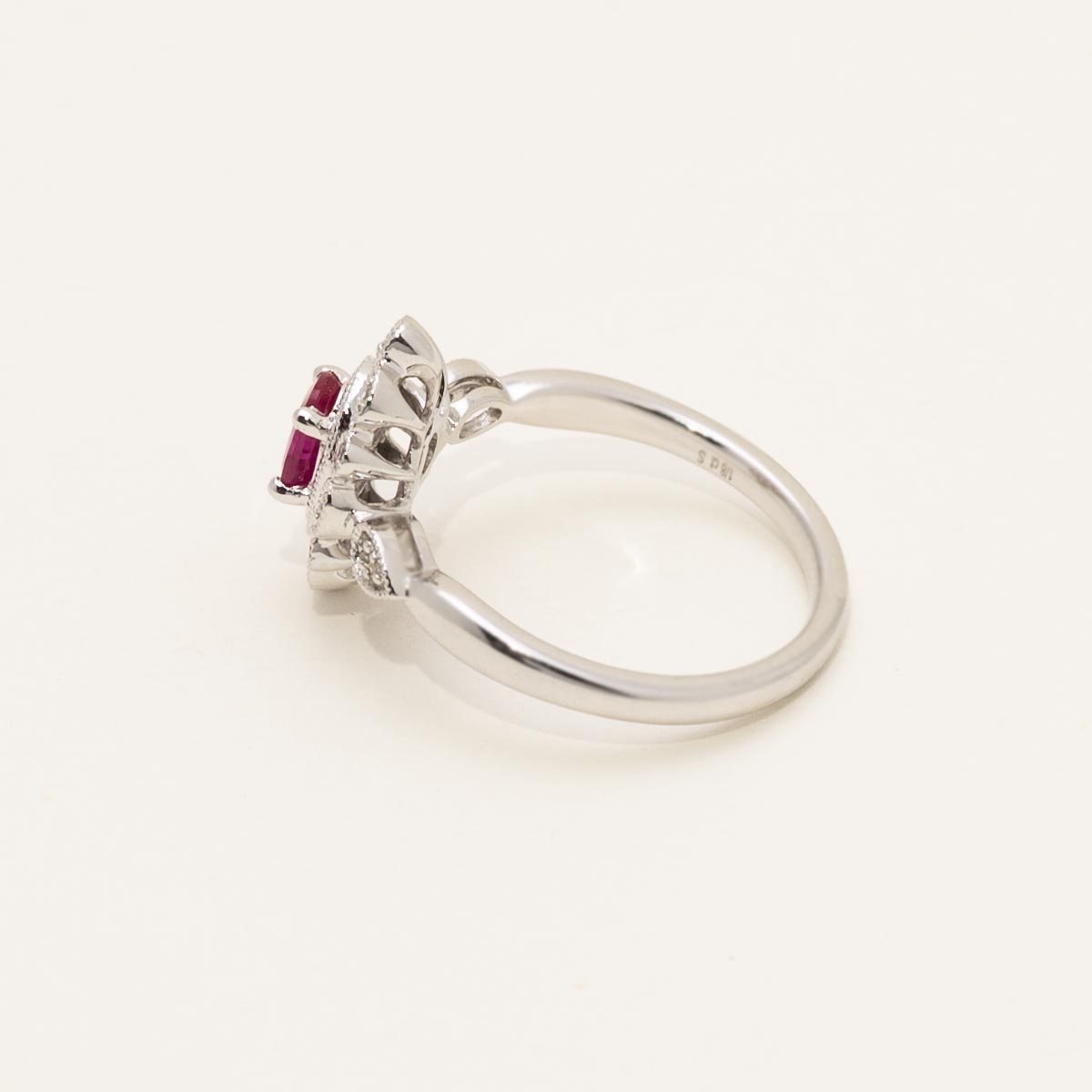 Oval Ruby Ring in 10kt White Gold with Diamonds (1/7ct tw)