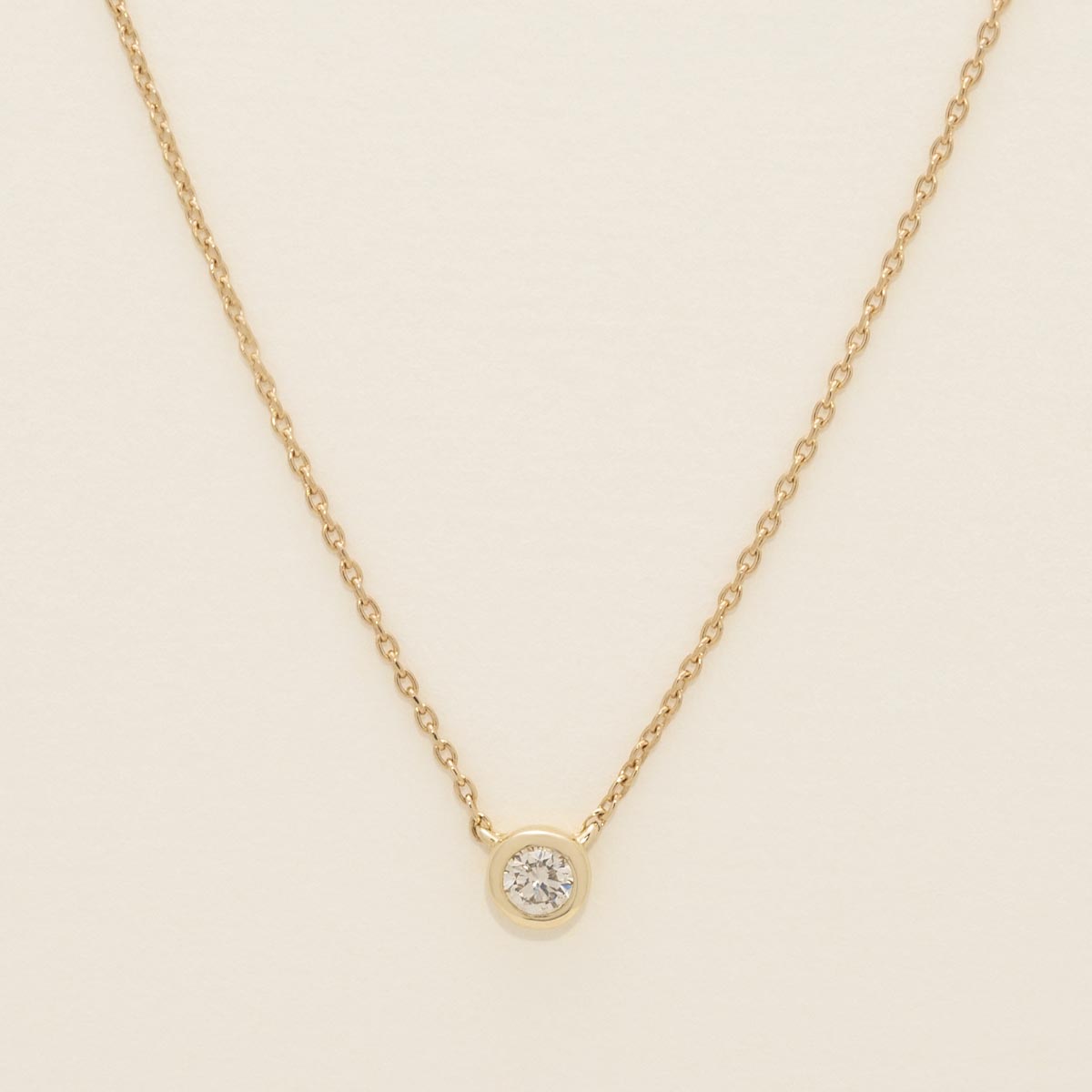 Diamond Solitaire Bezel Necklace in 10kt Yellow Gold (1/10ct tw)