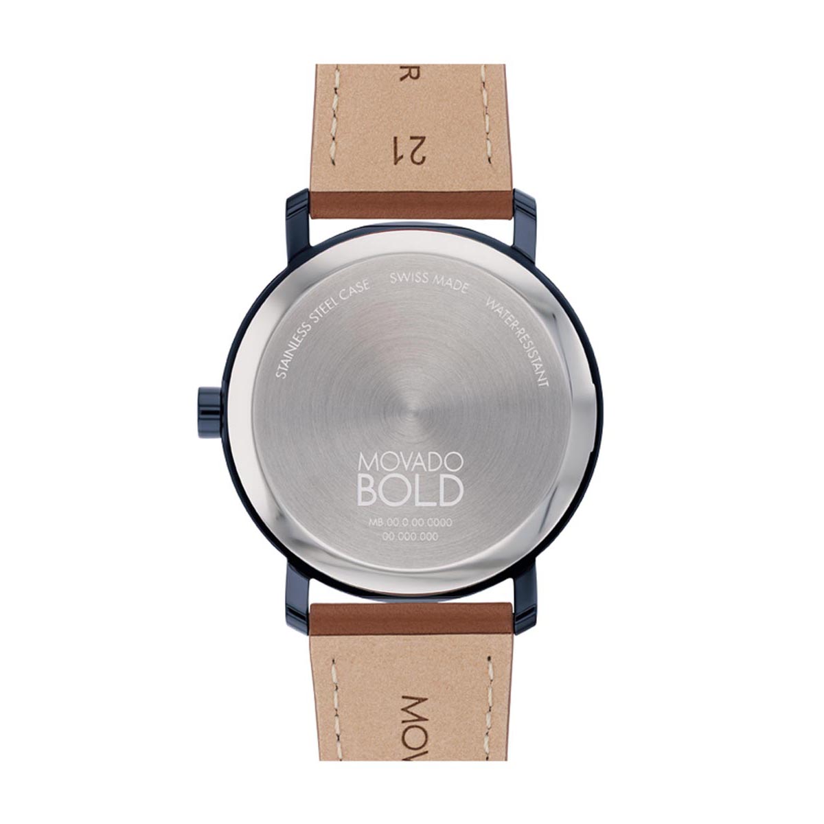 Movado Bold Evolution 2.0 Mens Watch with Navy Dial and Brown Leather Strap (Swiss quartz movement)