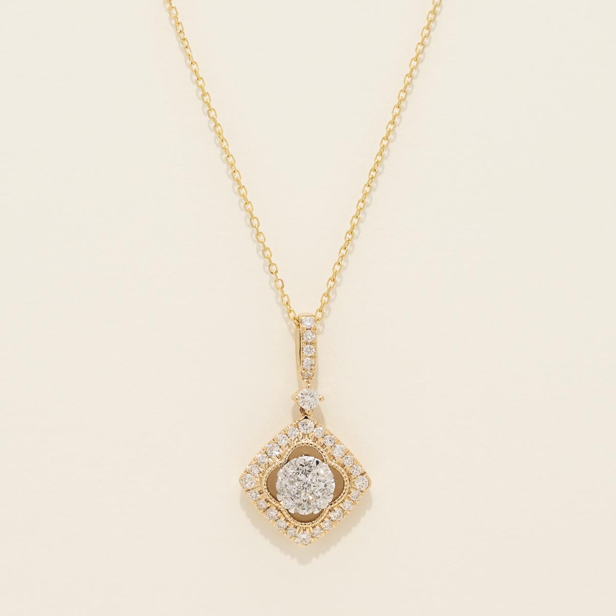 Diamond Halo Fashion Necklace in 14kt Yellow and White Gold (1/2ct tw)