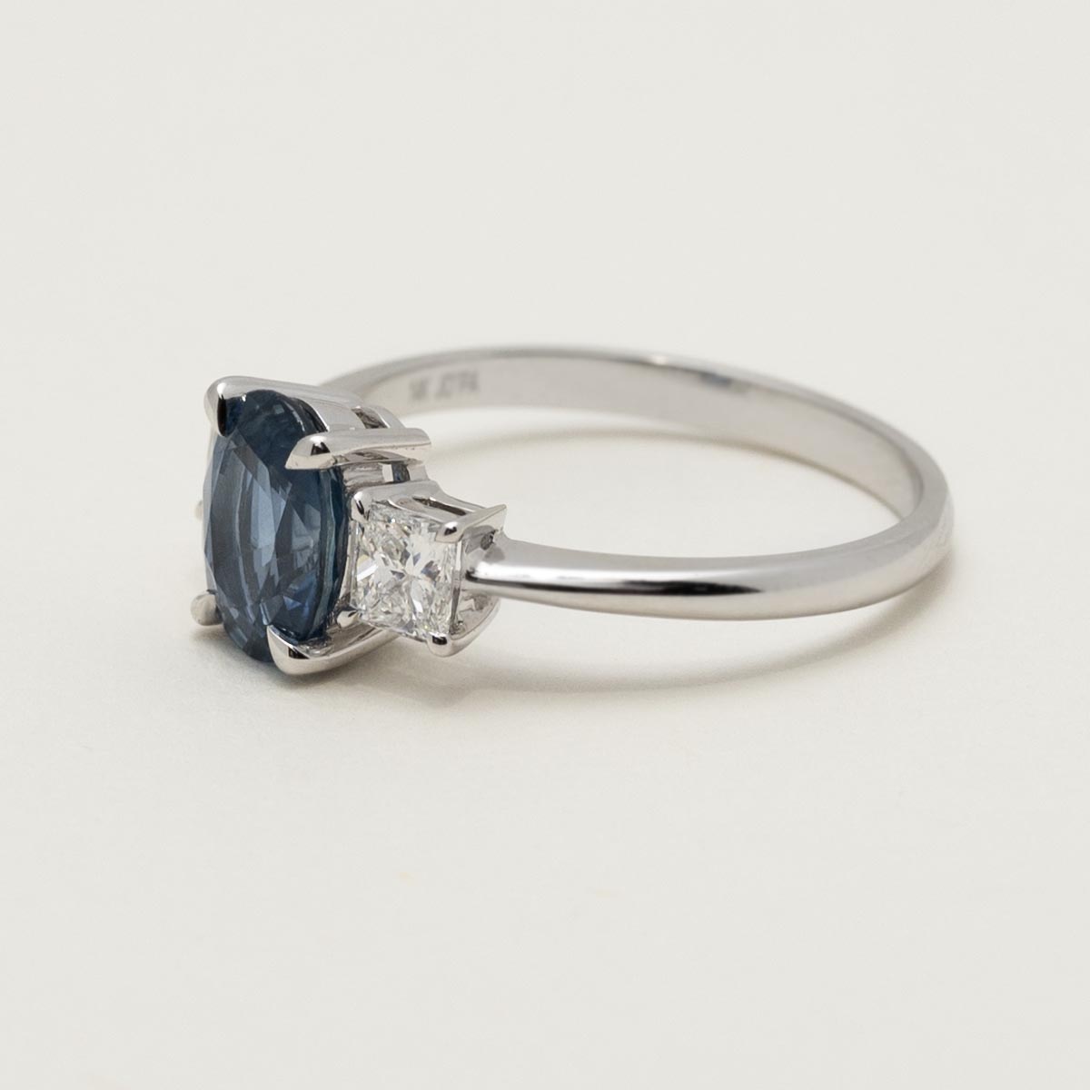 Oval Sapphire Ring in 14kt White Gold with Princess Cut Diamonds (1/2ct tw)