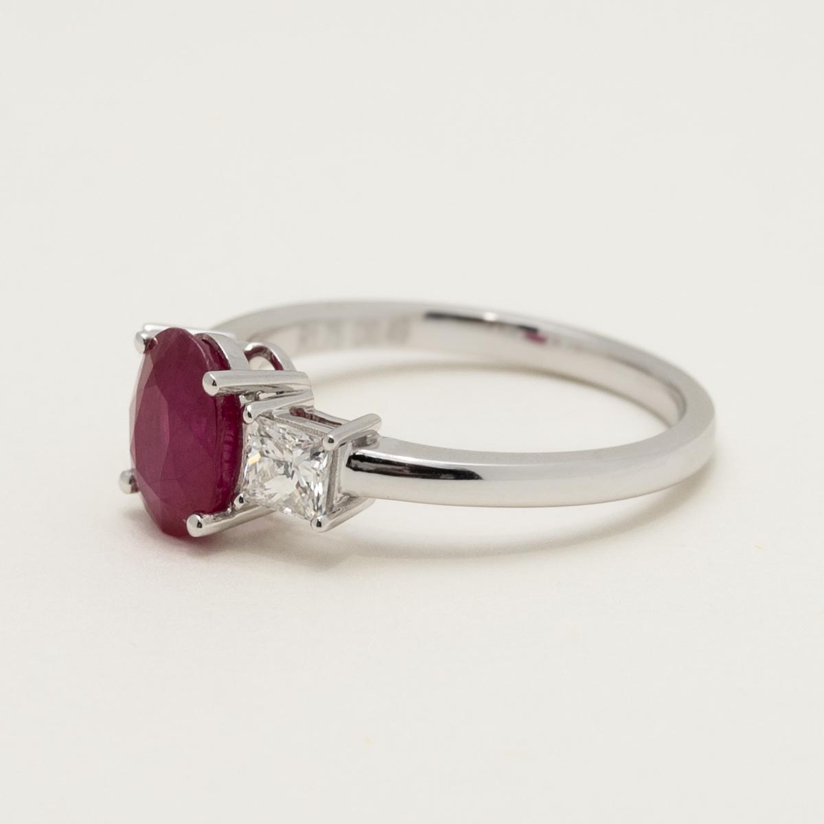 Oval Ruby Ring in 14kt White Gold with Princess Cut Diamonds (1/2ct tw)