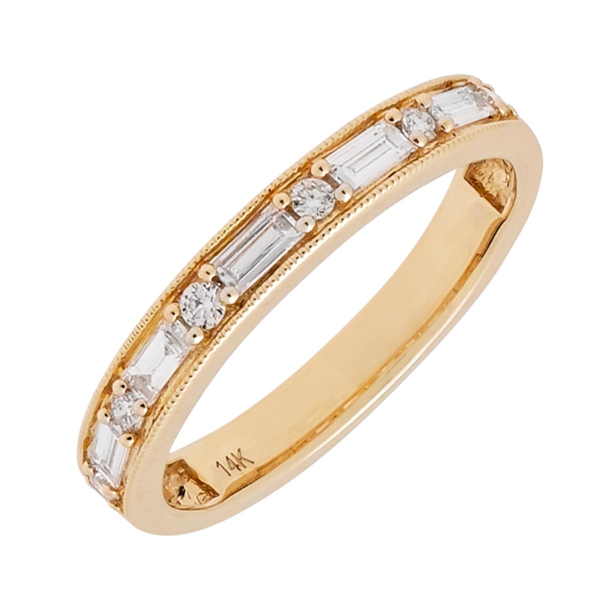 Baguette and Round Diamond Band in 14kt Yellow Gold (1/3ct tw)