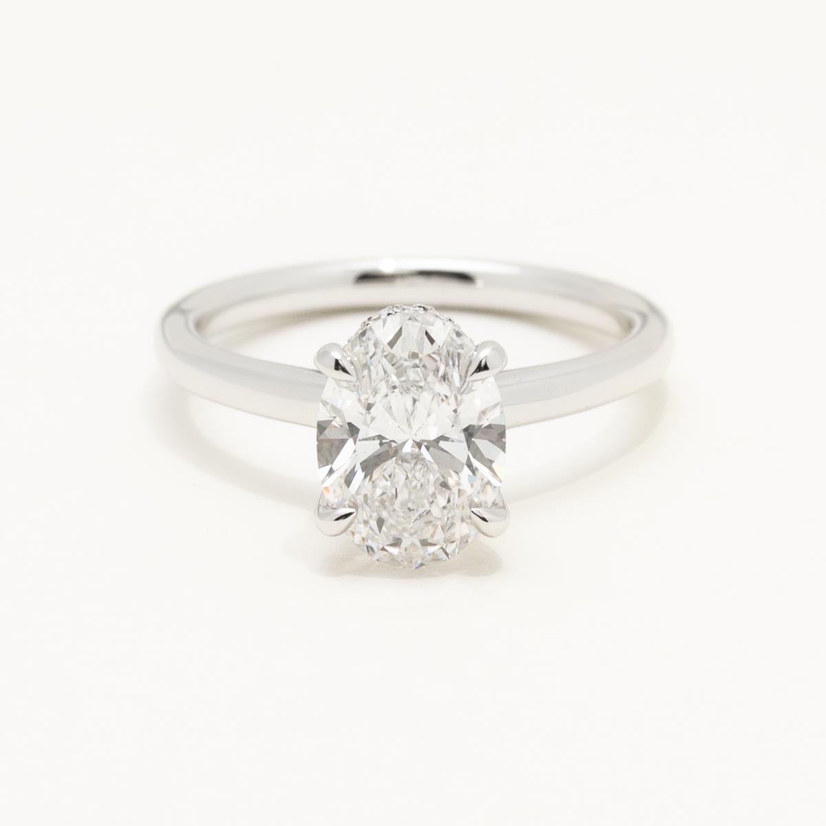 Lab Grown Oval Diamond Engagement Ring with Hidden Halo in 14kt White Gold (2ct tw)