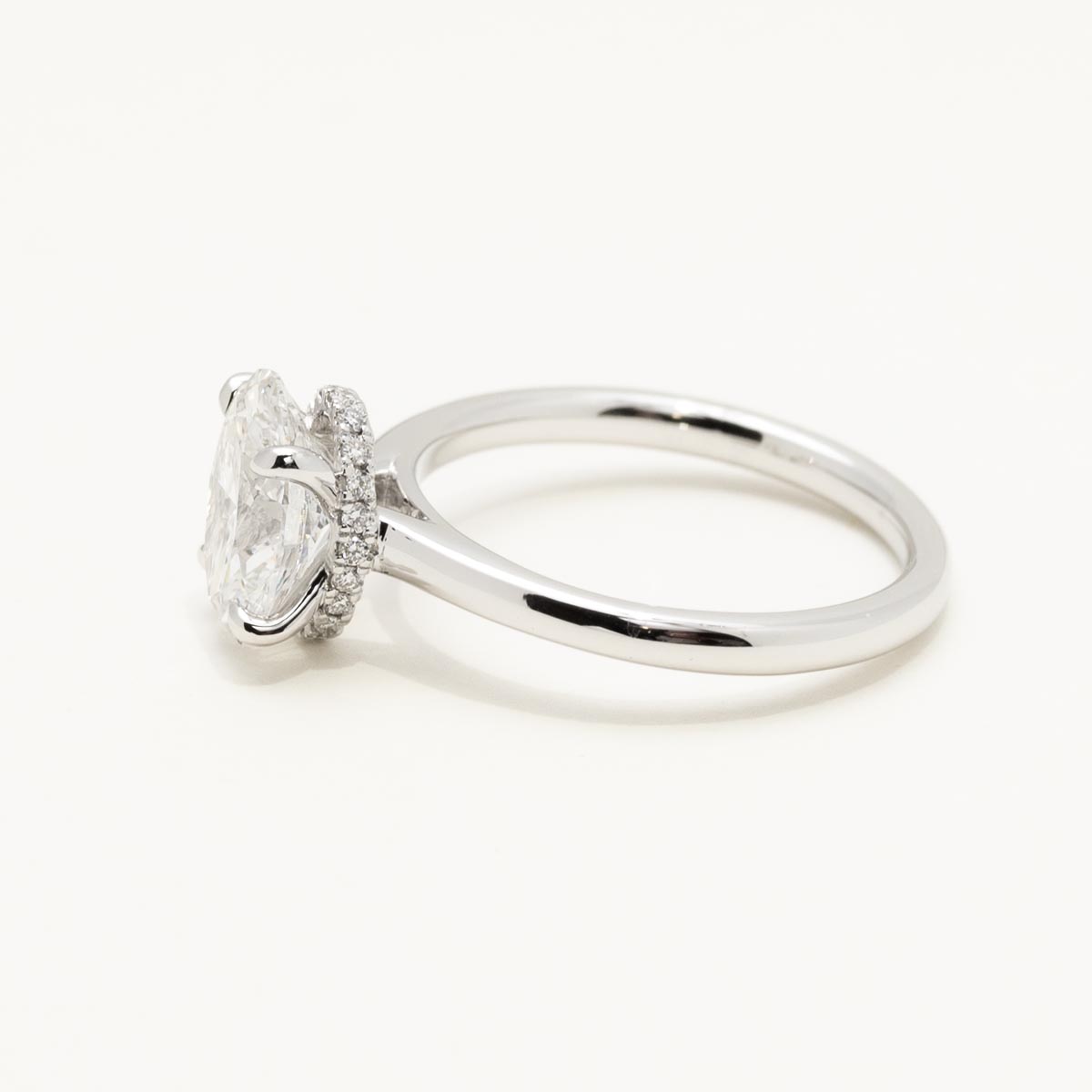 Lab Grown Oval Diamond Engagement Ring with Hidden Halo in 14kt White Gold (2ct tw)