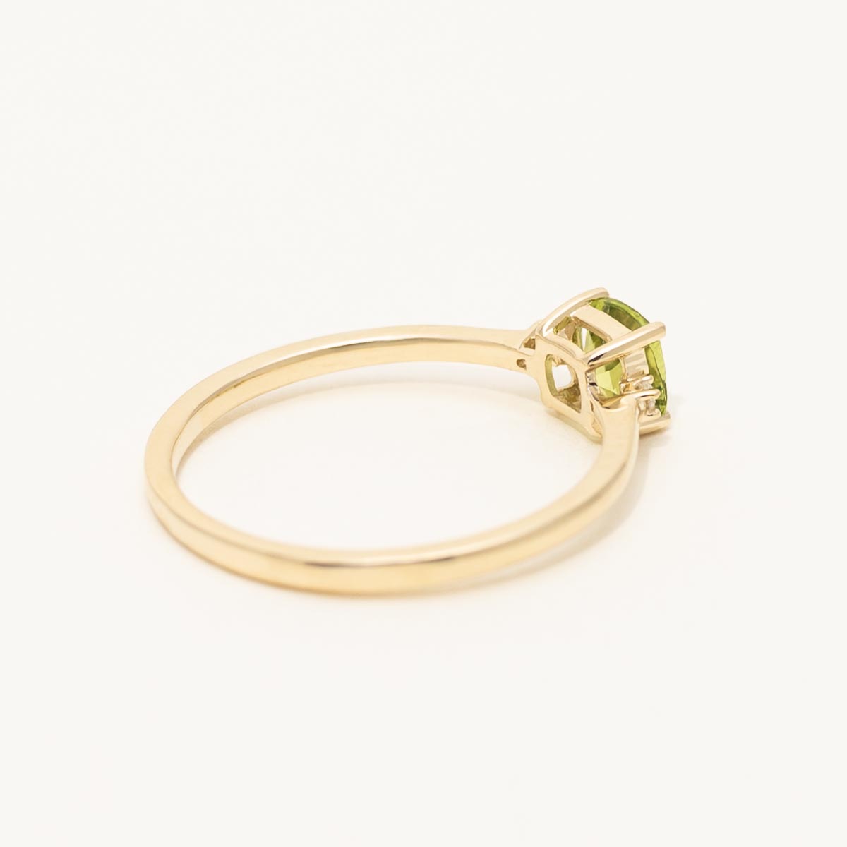 Cushion Cut Peridot Ring in 10kt Yellow Gold with Diamonds (.02ct tw)