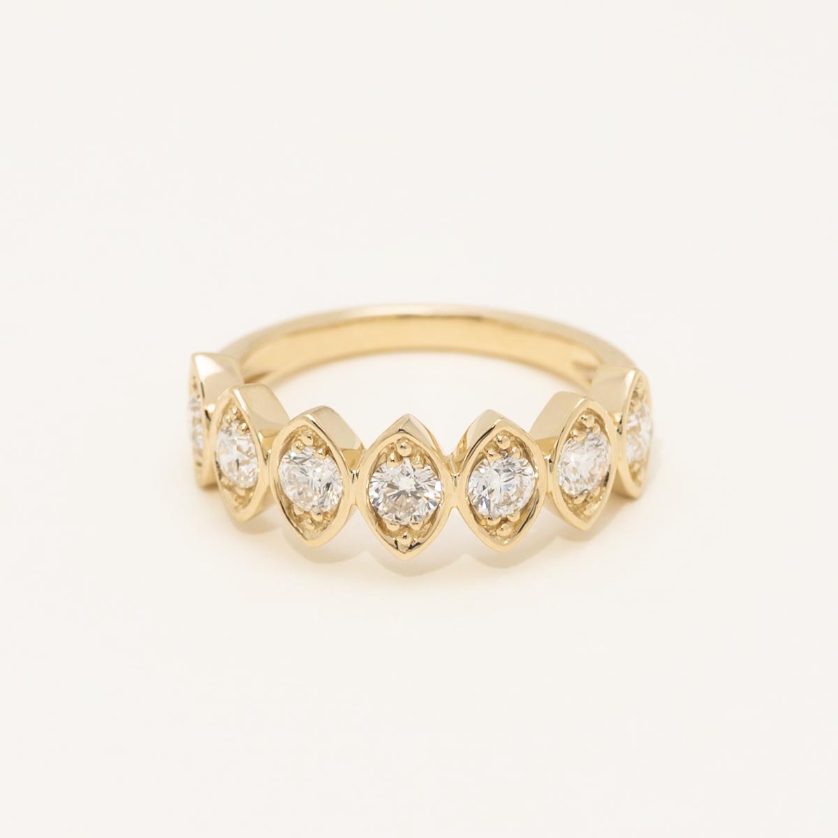 Diamond Marquise Shaped Bezel Band in 14kt Yellow Gold (7/8ct tw)