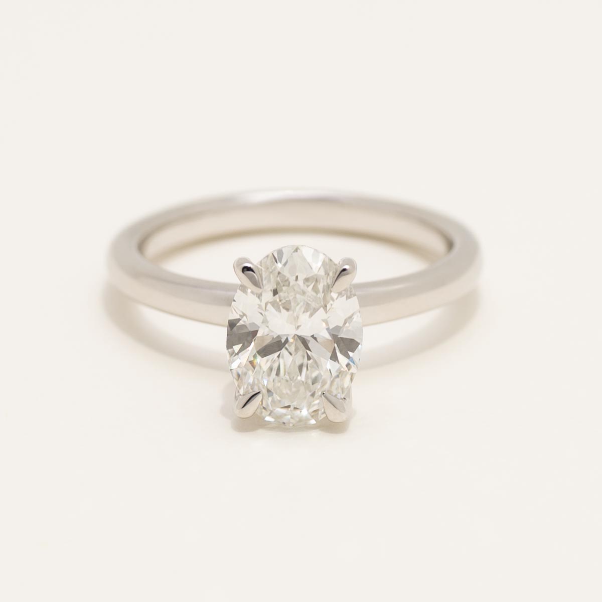 Lab Grown Oval Diamond Solitaire Ring in 14kt White Gold (2ct)