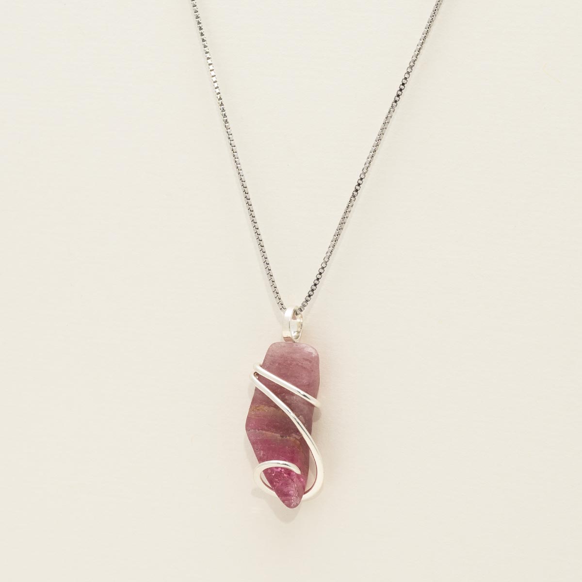 Maine Pink Tourmaline Necklace in Sterling Silver