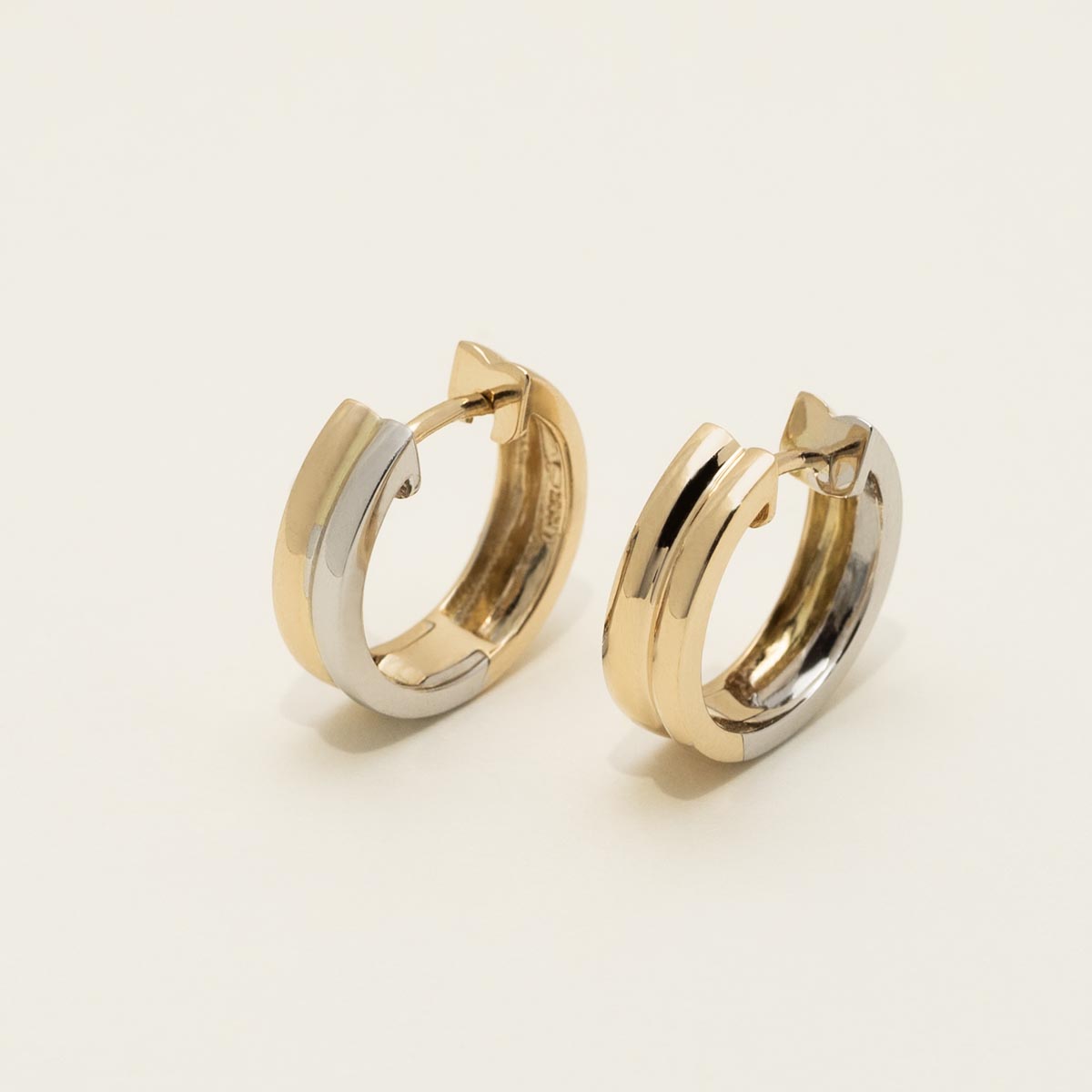 Double Hoop Earrings in 14kt Yellow and White Gold