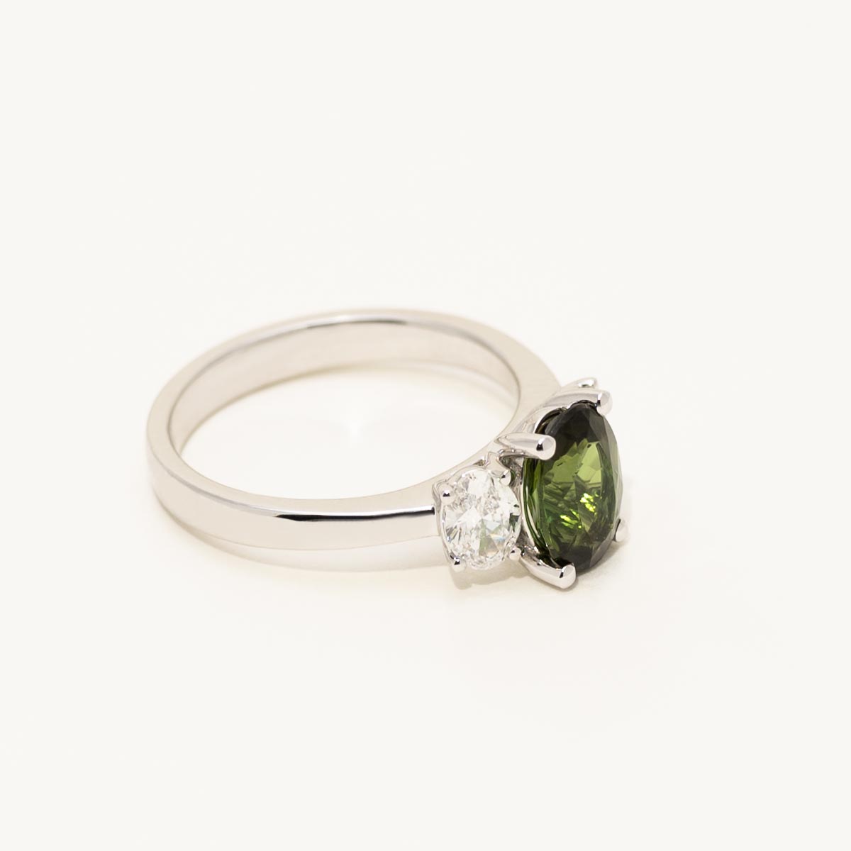 Maine Green Tourmaline Ring in 14kt White Gold with Diamonds (5/8ct tw)