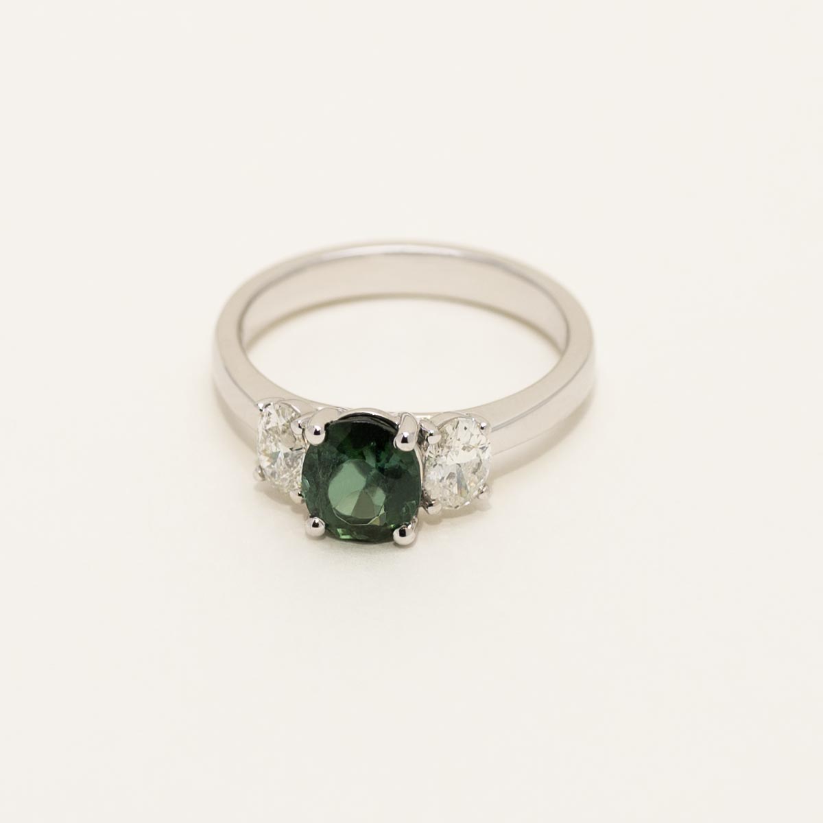 Maine Green Tourmaline Ring in 14kt White Gold with Diamonds (5/8ct tw)