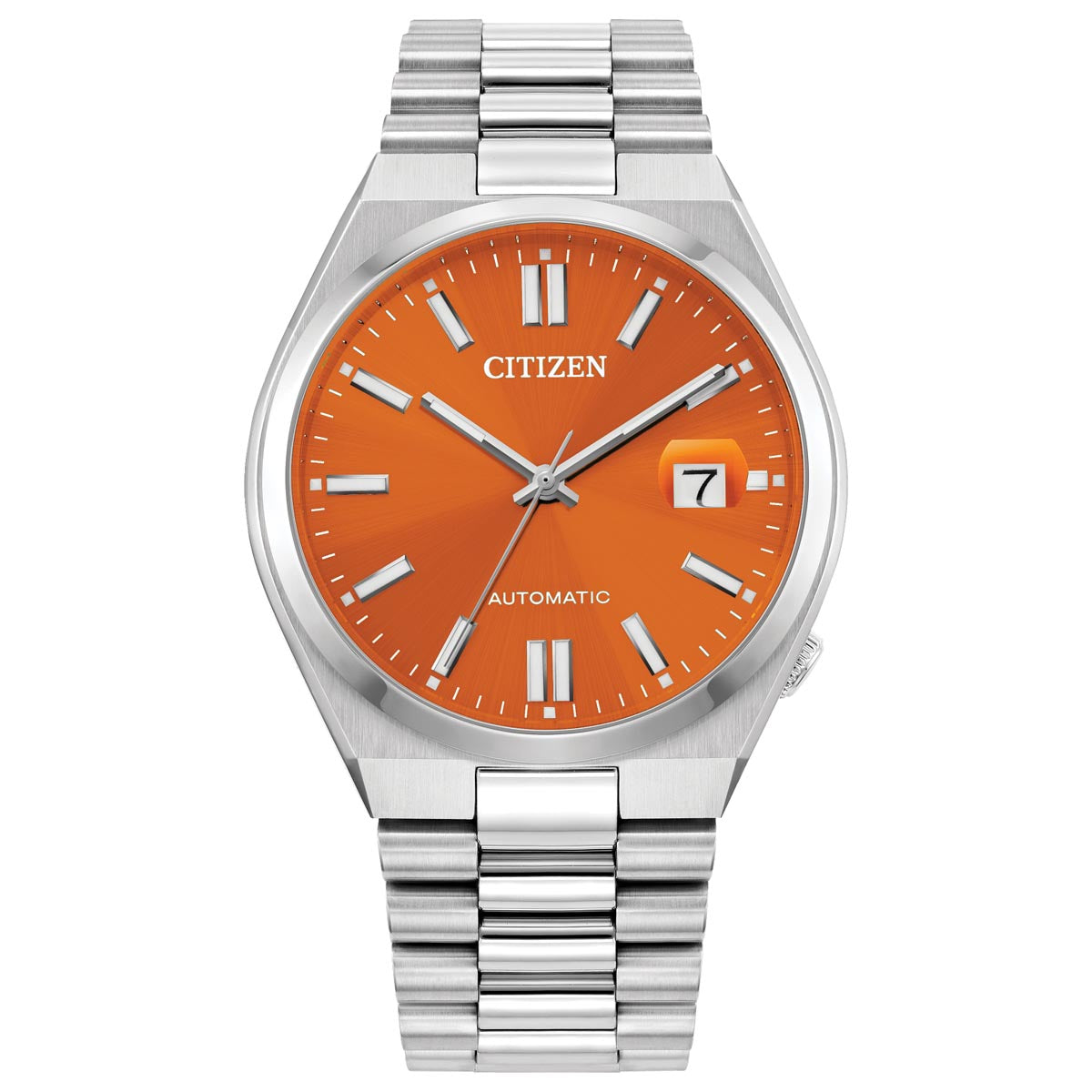 Citizen Tsuyosa Watch with Orange Dial and Stainless Steel Bracelet (automatic movement)