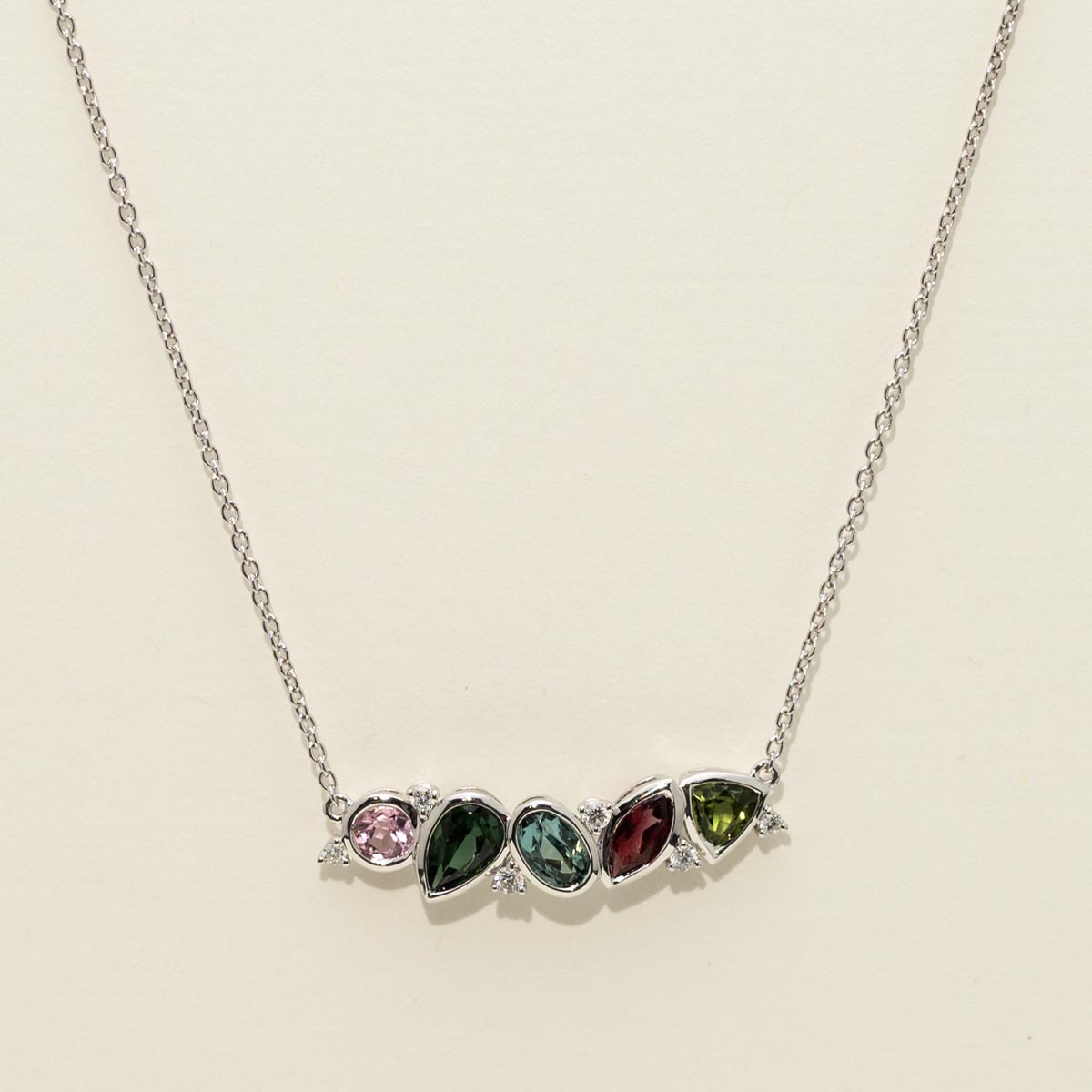 Coastlines Maine Tourmaline Neckalce in 14kt White Gold with Diamonds (1/20ct tw)