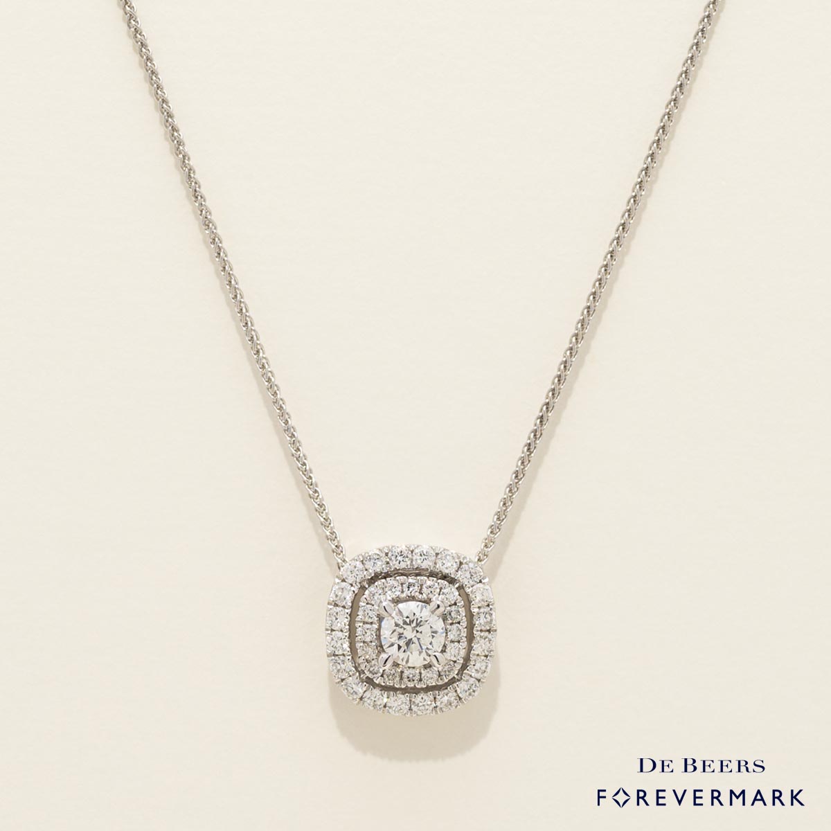 Forevermark Center of My Universe Diamond Halo Necklace in 18kt White Gold (1/2ct tw)